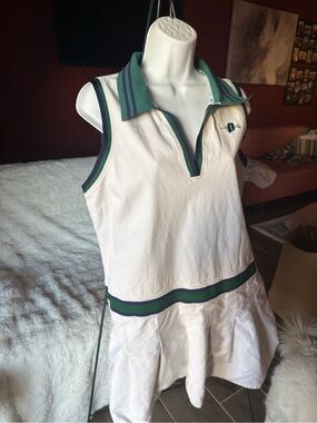 Prince Pickleball White Sleeveless Polo One-Piece with Green Trim Women’s XL